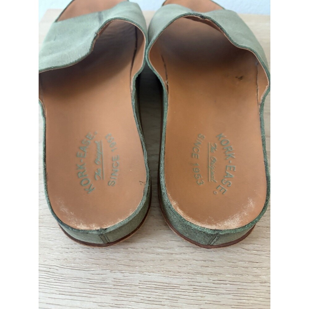 Kork Ease Tutsi Sandals Olive Green Leather Women’s Size 10 Slip Ons Slides Cork - Picture 3 of 6